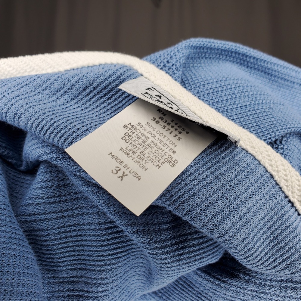 Fashion Formulas Vtg 60s Knit Pant Top Set Womens 3X Blue Textured Button Pocket - Picture 13 of 16
